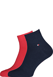 Tommy Hilfiger Quarter Socks (2-pack), herensokken katoen kort, Tommy original rood en blauw