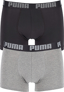 Puma Basic Boxer heren (2-pack), zwart en donkergrijs