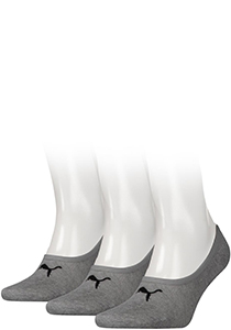 Puma Footie Unisex (3-pack), unisex onzichtbare sokken, middengrijs melange