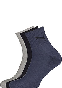 Puma unisex korte sportsokken (6-pack), navy, grijs en blauw