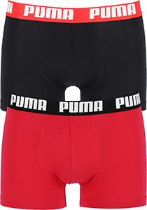 Puma Basic Boxer heren (2-pack), rood en zwart