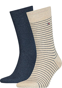 Tommy Hilfiger Small Stripe Sock (2-pack), heren sokken, beige gestreept