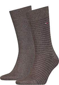 Tommy Hilfiger Small Stripe Sock (2-pack), heren sokken, bruin gestreept