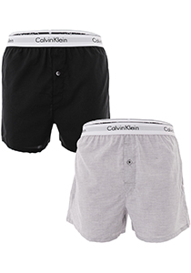 Calvin Klein Woven Boxers (2-pack), heren boxers wijd katoen, zwart