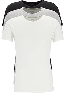Tommy Hilfiger Cotton stretch T-shirts (3-pack), heren T-shirt V-hals, zwart, grijs en wit