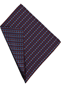 Michaelis pocket square, blauw met bordeaux dessin pochet zijde