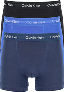 Calvin Klein trunks (3-pack), heren boxers normale lengte, kobalt, navy en zwart