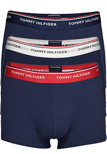 Tommy Hilfiger trunks (3-pack), heren boxers normale lengte, blauw met verschillende kleuren band