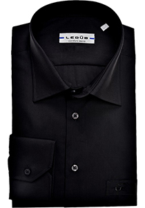 Ledub regular fit overhemd, zwart