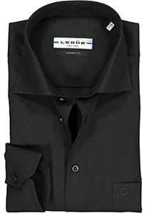 Ledub modern fit overhemd, zwart twill 