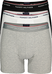 Tommy Hilfiger boxer briefs lang (3-pack), heren boxers lang, zwart, wit en grijs