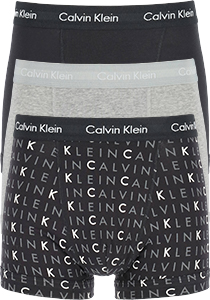 Calvin Klein trunks (3-pack), heren boxers normale lengte, zwart, grijs en logo print