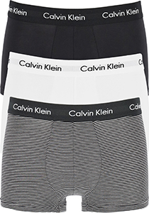 Calvin Klein low rise trunks (3-pack), lage heren boxers kort, zwart, wit en gestreept