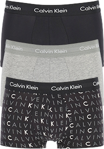 Calvin Klein low rise trunks (3-pack), lage heren boxers kort, zwart, grijs en logoprint