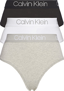 Calvin Klein dames hoge taille strings (3-pack), zwart, wit en grijs