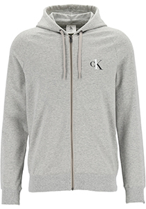 Calvin Klein CK ONE lounge hoodie, heren sweatvest met rits en capuchon, middeldik, grijs melange