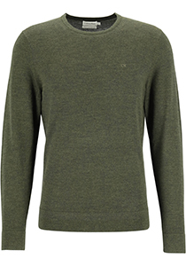 Calvin Klein trui met O-hals wol, donker olijfgroen