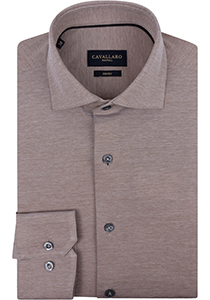 Cavallaro Napoli Piquo Shirt slim fit overhemd, tricot, zandkleurig