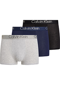 Calvin Klein Trunk (3-pack), heren boxers normale lengte, zwart, blauw, grijs