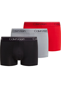 Calvin Klein Trunk (3-pack), heren boxers normale lengte, zwart, rood, grijs