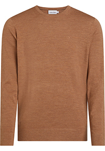 Calvin Klein heren pullover wol, Merino Crew Neck Sweater, bruin