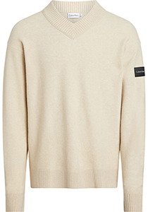 Calvin Klein heren pullover wolmengsel, Lycra Blend Comfort Fit, ecru