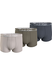 Calvin Klein Trunk (3-pack), heren boxers normale lengte, beige, olijfgroen, donkergrijs
