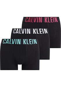 Calvin Klein Trunk (3-pack), heren boxers normale lengte, zwart met gekleurde tailleband