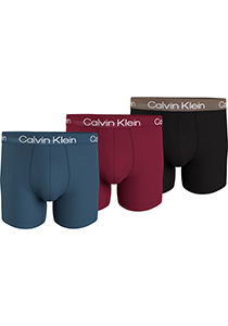 Calvin Klein Boxer Briefs (3-pack), heren boxers extra lang, petrol, donkerrood, zwart