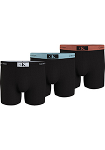 Calvin Klein Boxer Briefs (3-pack), heren boxers extra lang, zwart met gekleurde tailleband