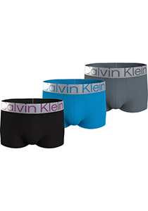 Calvin Klein Trunk (3-pack), heren boxers normale lengte, zwart, kobalt, donkergrijs