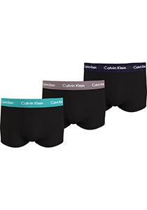 Calvin Klein Trunk (3-pack), heren boxers normale lengte, zwart met gekleurde tailleband