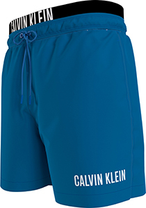 Calvin Klein Medium Drawstring double waistband swimshort, heren zwembroek, middenblauw