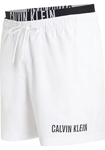 Calvin Klein Medium Drawstring double waistband swimshort, heren zwembroek, wit