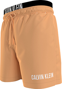 Calvin Klein Medium Drawstring double waistband swimshort, heren zwembroek, licht oranje
