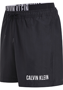 Calvin Klein Medium Drawstring double waistband swimshort, heren zwembroek, zwart