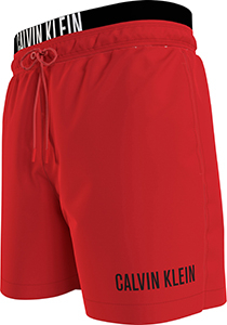 Calvin Klein Medium Drawstring double waistband swimshort, heren zwembroek, rood