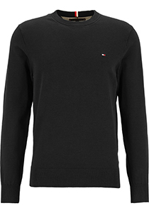Tommy Hilfiger O-hals trui katoen, 1985 crew neck sweater, zwart (Black)