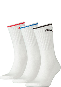 Puma Crew Sock Stripe (3-pack),  sokken, wit gestreept
