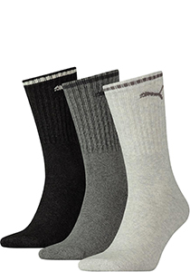 Puma Crew Sock Stripe (3-pack),  sokken, antraciet gestreept