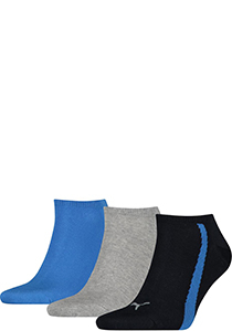 Puma Unisex Lifestyle Sneakers (3-pack), unisex enkelsokken, blauw, grijs, blauw