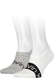Calvin Klein Footie High Cut Logo Ribbon (2-pack), heren onzichtbare sokken, wit dessin