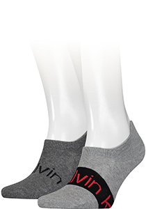 Calvin Klein Footie High Cut Logo Ribbon (2-pack), heren onzichtbare sokken, grijs melange dessin