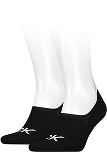 Calvin Klein Footie High Cut Logo (2-pack), heren onzichtbare sokken, zwart dessin