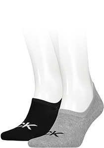 Calvin Klein Footie High Cut Logo (2-pack), heren onzichtbare sokken, grijs melange dessin