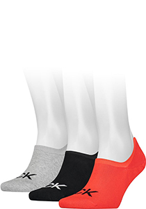 Calvin Klein Footie High Cut Logo (3-pack), heren onzichtbare sokken, rood dessin