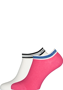 Calvin Klein damessokken Spencer (2-pack), enkelsokken logo boord, wit en roze