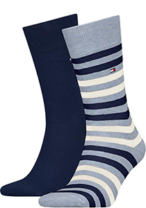 Tommy Hilfiger Duo Stripe Sock (2-pack), heren sokken, lichtblauw melange gestreept