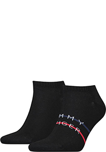 Tommy Hilfiger Sneaker Th Stripe (2-pack), heren enkelsokken, zwart gestreept