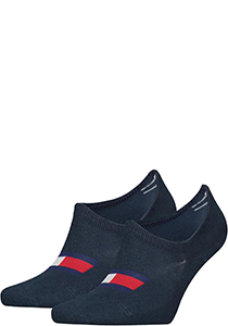 Tommy Hilfiger Footie Flag (2-pack), heren onzichtbare sokken, donkerblauw dessin